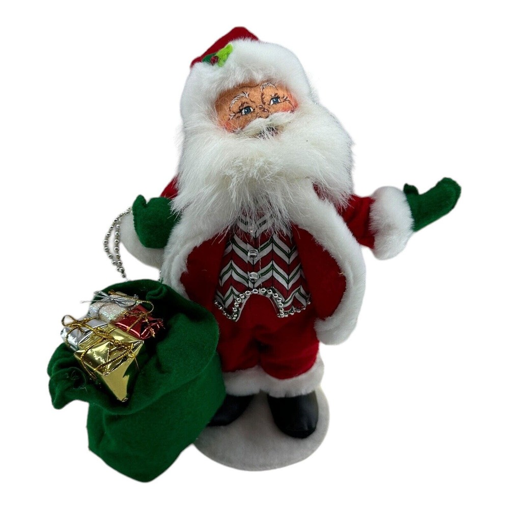 2008‎ Annalee 9" Christmas Candy Cane Santa Presents Rhinestones NO Paper Tag